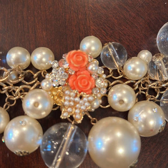 Statement necklace & bracelet set  faux pearls and beads set custom jewelry - Picture 9 of 16